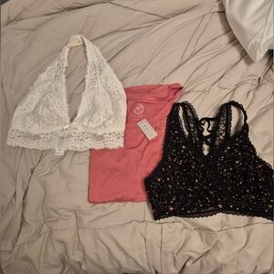 NWT Maurice's Bundle 24/7 Shirt with 2 Bralettes. All size Large